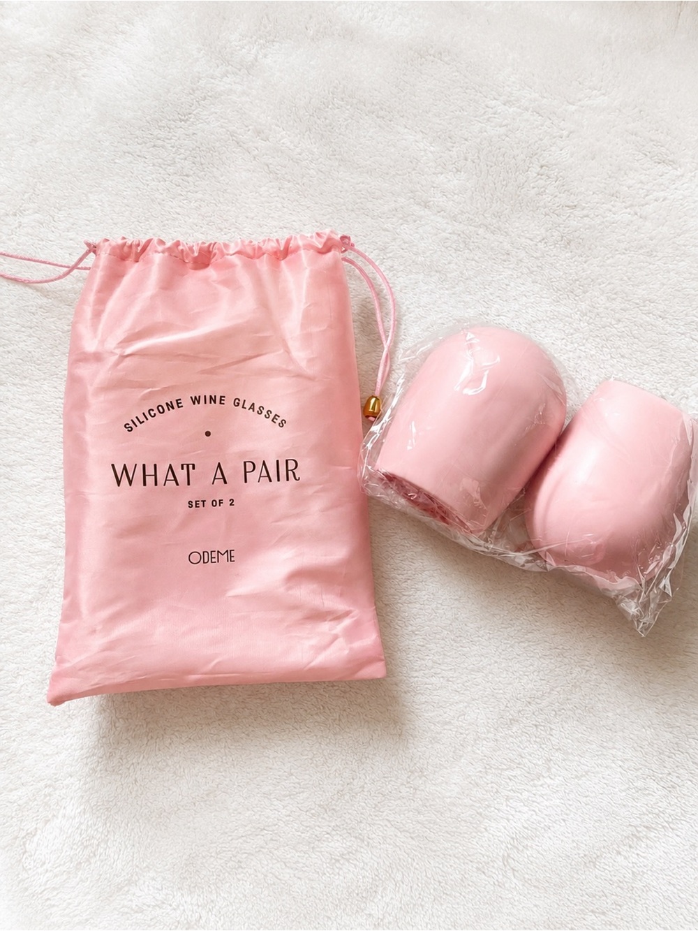 Pink Silicone Wine Glass Set